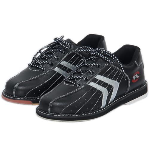 SDEQA Zapatos de Bolos para césped para Hombre, de Cuero, Transpirables, Antideslizantes, Ligeros y para jóvenes,Negro,43 EU