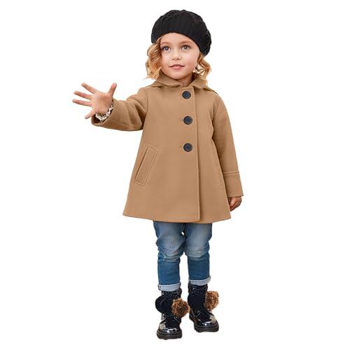 cenozo Abrigos para Niña,Chaqueta Niña Invierno con Bolsillos, Solapa Tipo Chaqueta,Botonadura Sencilla,Mangas Largas,Chaqueta Transicional para Niñas de 2 a 8 Años