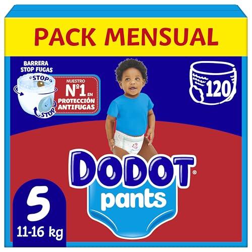 Dodot Pañal-Braguita Bebé Activity Talla 5 (11-17kg), 120 Pañales | Ajuste 360° que ayuda a prevenir fugas, extra suave y fácil de poner y quitar, libertad total de movimiento