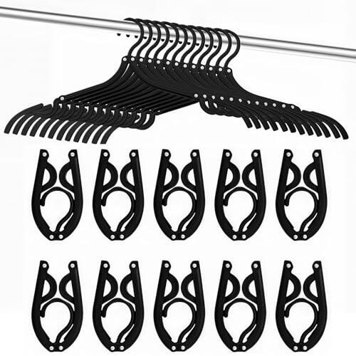 10 perchas plegables de plástico para ropa, para viajes y uso diario, color negro