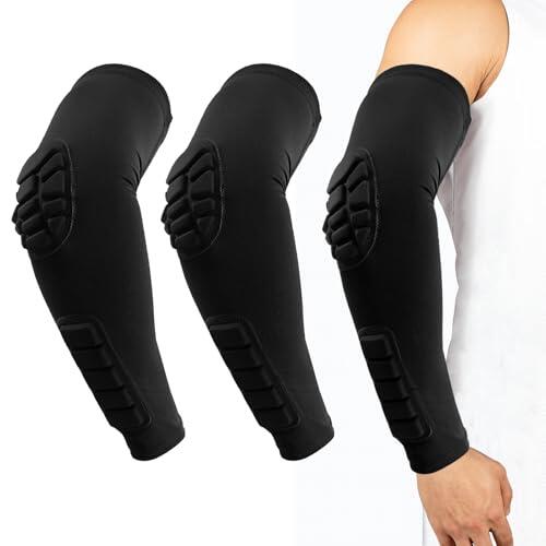 Juego de 2 coderas para antebrazo con acolchado, protector de codo de presión, vendas para hombre y mujer, coderas de compresión para fútbol, baloncesto (M)