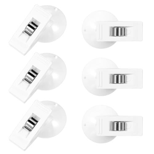 6 clips de cortina de ducha con ventosa, soporte autoadhesivo para cortina de ducha, pinzas resistentes al viento, protección contra salpicaduras de PVC, clips para sujetar cortina de ducha