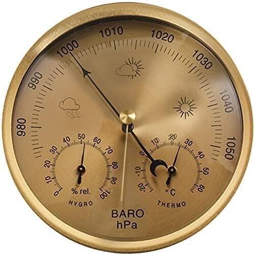 SDGBCXD barómetro, Estación meteorológica 3 en 1 for Uso en Interiores y Exteriores, higrómetro, termómetro y barómetro de 132 mm con dial for Colgar en la Pared.