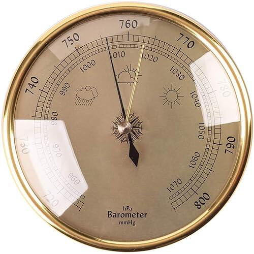 SDGBCXD barómetro, Medidor de presión de Aire for Interiores y Exteriores, Esfera Redonda de 128 mm de diámetro, 070 hPa, meteorógrafo doméstico
