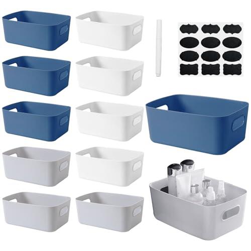 12 Pcs Cestas Almacenaje de Plástico,Cajas Almacenaje Plastico,20x14 x6.5cm