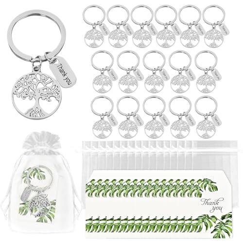 RIVIEVAL Juego de 16 regalos para profesores – Llavero Árbol de la Vida con tarjeta de agradecimiento, ideal para profesores de infantil, primaria, secundaria, jubilación o despedida