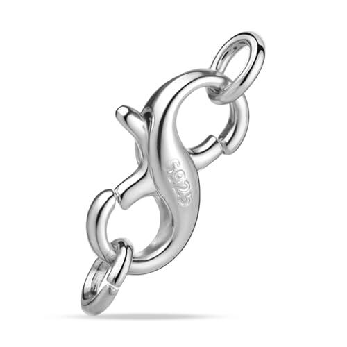 Cierre de plata de ley 925 con doble apertura, cierre de pinza de langosta para collar, extensor de pulsera, cierres y cierre para hacer joyas, conector de collar para reparación de joyas