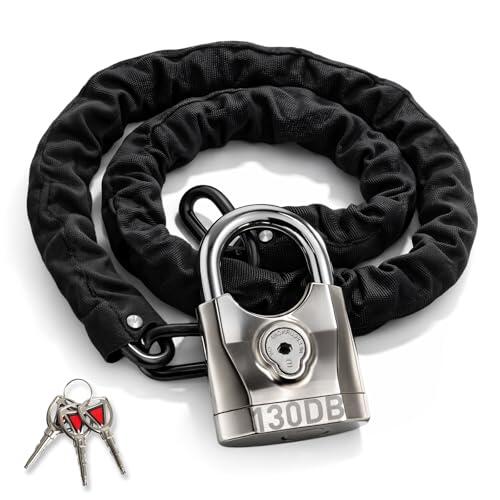 Candado para bicicleta con alarma de 130 db, sistema de alarma para bicicleta, 100 cm x 12 mm, con mini candado antirrobo, con 3 llaves para scooter, moto, bicicleta eléctrica
