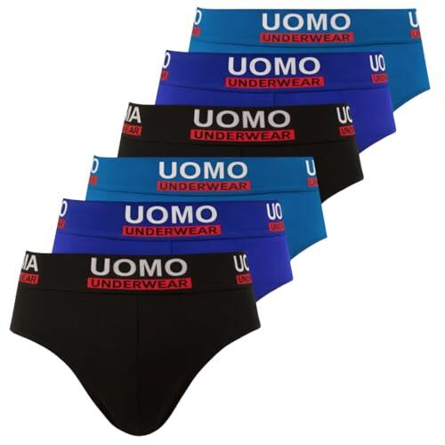 Nakloe - Pack 6 - Calzoncillos Hombre Slip - Slips Hombre - Calzoncillos Slip - Elasticos (FR/ES, Letras, M, L, Regular, Regular, Multicolor)
