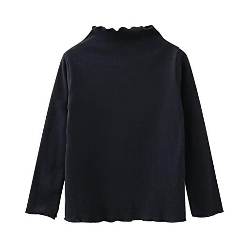 Generisch | 2025 Camiseta interior básica de manga larga para niña pequeña, camisetas informales, tops, camisas de colores sólidos para niña, Negro , 3-4 años