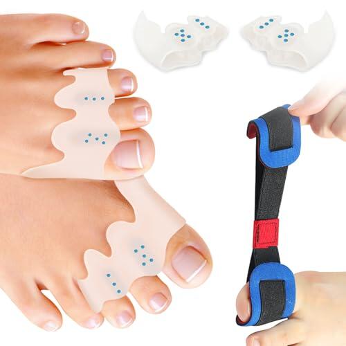 3 Piezas Separador de Dedos Del Pie, Corrector de Juanetes Silicona, Juanetes Corrector Mujer y Hombre, Con Banda de Entrenamiento para el Pulgar, Reutilizable