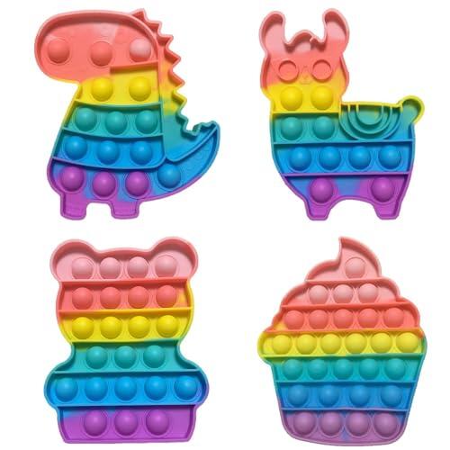 iPobie 4 Piezas Pop Fidget It Toys Set,Bubble Fidget,Juguetes Sensoriales para Apretar,Sensorial Herramientas para Adultos y Niños,Cumpleaños Regalos para Fiestas