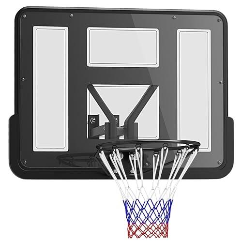 SPORTNOW Canasta de Baloncesto de Pared, Tablero de Baloncesto para Interior y Exterior, con Panel Irrompible de 110x75 cm y Red Resistente a Desgarros, para Adultos y Niños, Negro