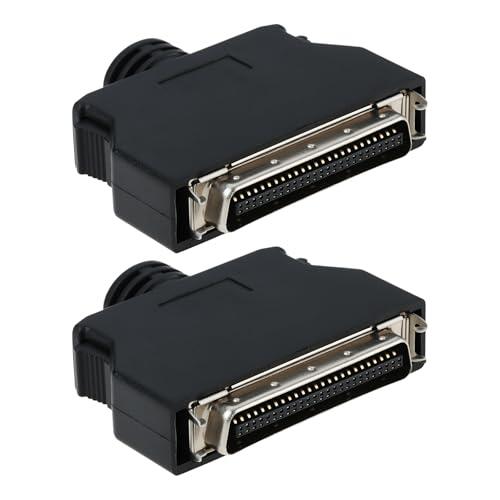 eMagTech 2X Kit de Conectores Macho SCSI de 50 Pines para Soldar con Blindaje Apto para Conexión de Cable.