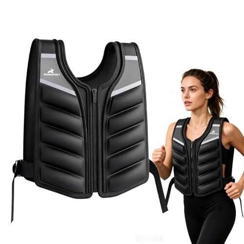 RHINOSPORT Chaleco con peso de 4,5kg libras para hombres y mujeres, chaleco de fitness con tiras reflectantes y bolsa de brazalete para entrenamiento de fuerza, pérdida de peso