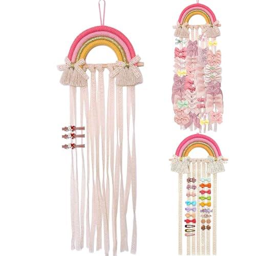 Soporte de Clip de Pelo Arcoíris,Organizador de Diadema de Pared,Aufbewahrung Haarschmuck Niña Pinza Pelo Organizador Tazón De Horquilla De Arcoíris para Decoración de Pared habitación,25 x 75 cm