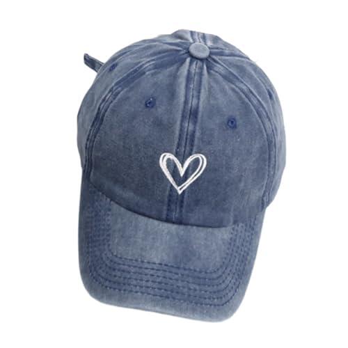 YUXITA Gorra de béisbol para mujer, a la moda, encantadora, divertida, con corazón, para espectáculos de conciertos de ídolos, gorras bordadas para adultos, azul marino, As pictures shown