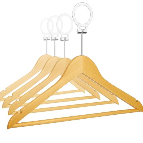 MELA'S Pack de 50 Perchas de Madera antirrobo con Anillo de Seguridad – Solo Desmontables por el Personal – para hoteles y Uso Profesional