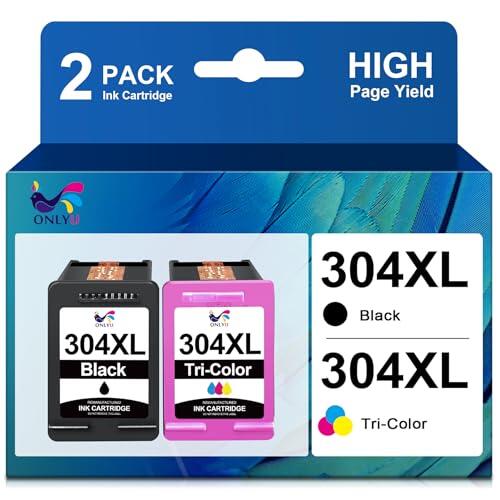 ONLYU 304XL - Cartuchos de Tinta compatibles HP 304 XL para HP Envy 5030 5032 5010 5050 DeskJet 3750 2630 3760 3762 2600 2620 2622 (1 Negro, 1 Color)