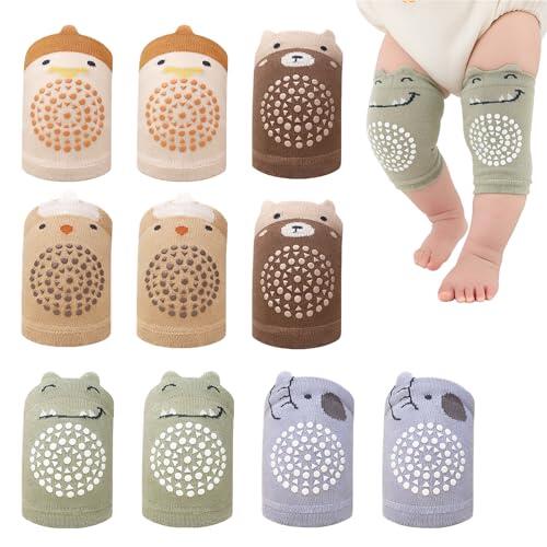 CHUANFU 5 Pares Rodilleras Bebe Gateo Algodón, Antideslizante Elástica