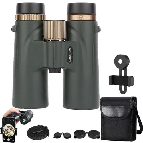 Warmax Fernglas 12x42 Wasserdicht Talon HD Fernglas Mit Entfernungsmesser & Nachtsicht, Warmax HD Feldstecher Ferngläser Mit Bak4 Prisma FMC Objektiv (Grün-A)