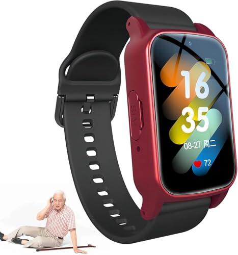 Reloj inteligente para personas mayores, detección de caídas, monitoreo GPS y alarma SOS, monitoreo de fitness impermeable con videollamada HD, con monitor de frecuencia cardíaca/presión arterial