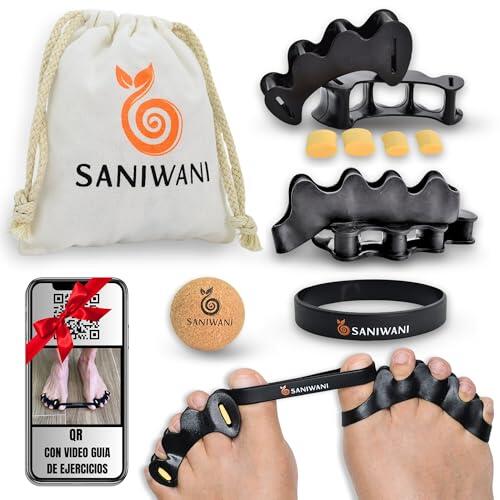 Separadores de Dedos Barefoot, Kit de separador de dedos pie + Espaciadores de dedos del pie + Banda Anti-Juanetes + pelota masaje fascia plantar, 0% BPA.