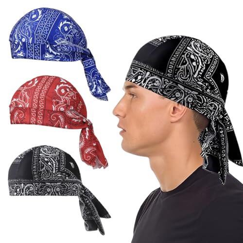 JRYXDS 3 Pcs Bandana Ciclismo Hombre,Gorra Bicicleta para Deportes Al Aire Libre,Pañuelo En La Cabeza del Hombre,Pañuelo De Cabeza Transpirable,Sombrero De Bicicleta,Sombrero para Correr