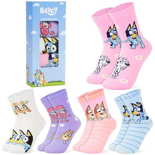 Get Trend Bluey Calcetines Niña, EU 27-36, Pack 5 de Calcetines Divertidos con Personajes, Bingo Regalos para Niños (3-6 Años, 27/30 EU, Multi Bluey)