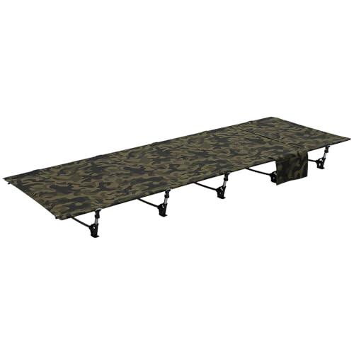 TOMOUNT Cama plegable ultraligera de 190 x 70 cm, de aluminio, compacta, fácil de construir, resistente cama de camping para camping, senderismo, viajes, playa, color verde camuflaje