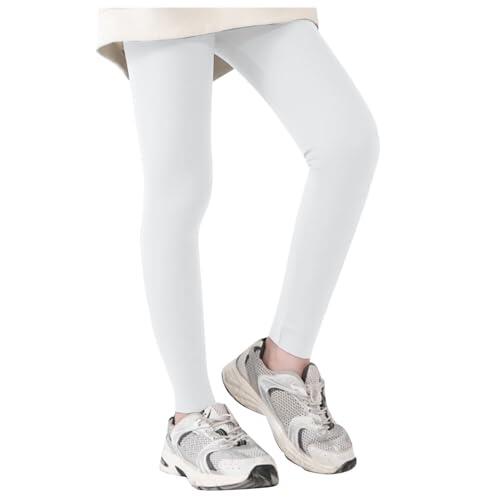 Generisch Pantalones para niños unisex, leggings atléticas para niñas, niños, danza, correr, yoga, entrenamiento, mallas de baile, Blanco, 3-4 años