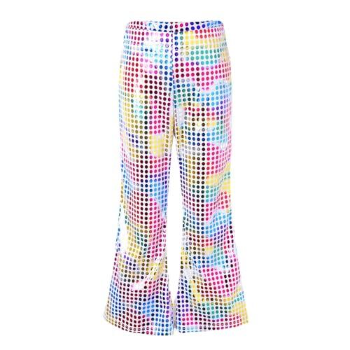 Pantalones para niños, unisex, para niñas y jóvenes, informales, con lentejuelas, disfraz de fiesta, carnaval, vestido de manga corta, pantalones de Toursers, Rosa., 5-6 años
