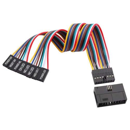 ELFJMZP Adaptador de cable divisor de 16 clavijas a 8x2 clavijas Adaptador de extensión de cable para panel frontal de chasis de microservidor Super 22cm/8,8in