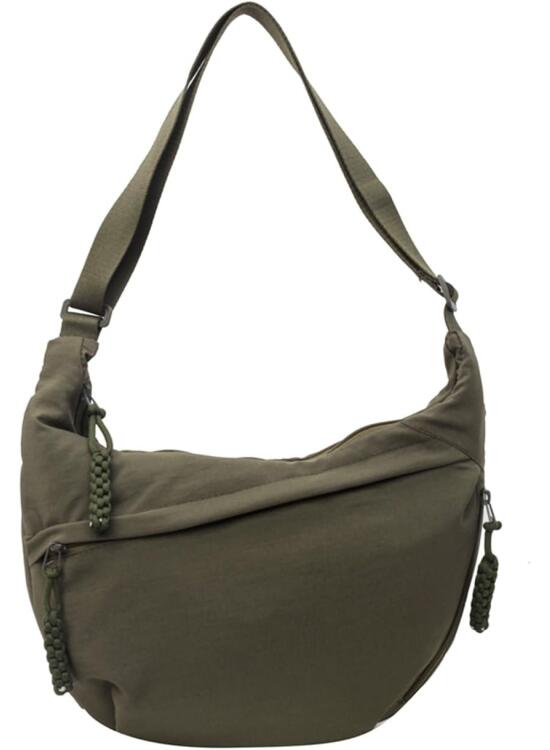 Crescent - Bolsos cruzados para mujer, espaciosos bolsos de mano de bola de masa hervida, bolsos cruzados, de nailon, para el trabajo, compras