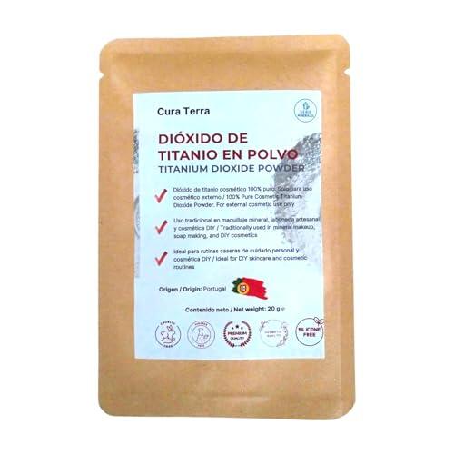 Dióxido de Titanio en Polvo 100% Puro 20g (Calidad Cosmética, No Nano) – Mineral Natural para Jabones, Mascarillas Faciales Cosméticas, Maquillaje Mineral y Cosmética DIY