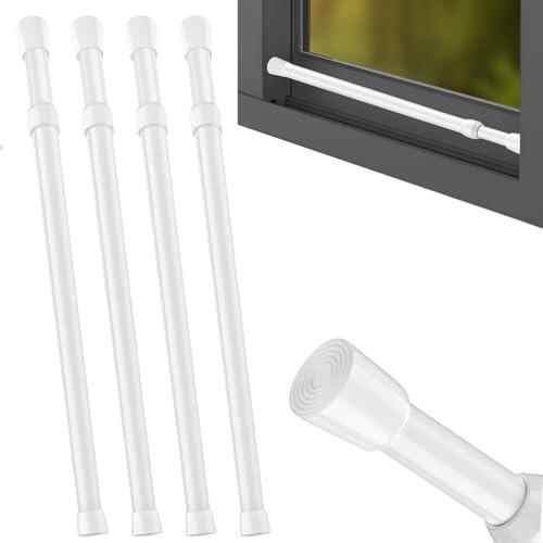Barras de cortina extensibles, barras de resorte blancas sin taladrar, barras de seguridad para ventana, 40-70 cm, barra de bloqueo de seguridad para puerta corredera ajustable (4 unidades)