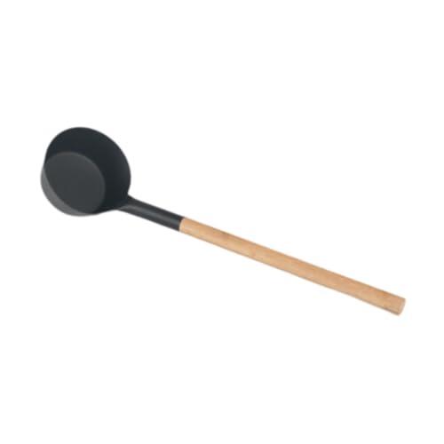 HouseVibe Cucharón de agua para sauna con mango de madera, capacidad de 350 ml, cuchara de aluminio para sala de vapor, cuchara de baño, accesorios de sauna