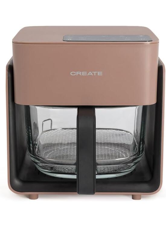CREATE/AIR FRYER STUDIO CRYSTAL/Freidora sin aceite 4.2 L sin vaporizador de agua moca/Capacidad 5-6 raciones, 6 programas, bandeja de cristal, control de tiempo y tempertura, 1300W