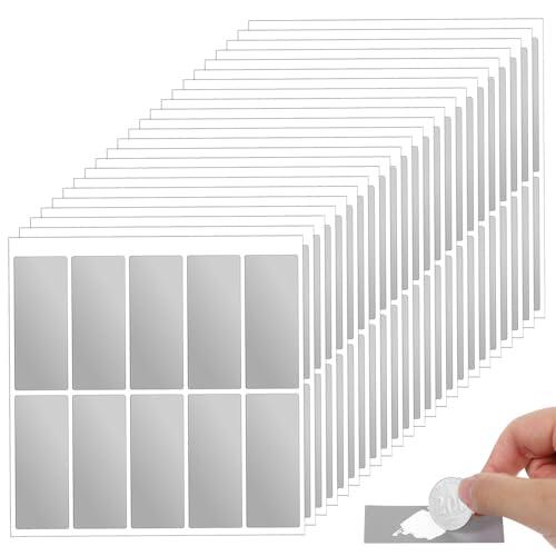 300 pegatinas para rascar y rascar para rascar (rectangular, plateada, 2,5 x 6,5 cm)