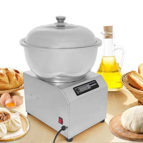 Zertylre Batidora de masa de acero inoxidable, 8 kg, mezclador de masa multifuncional de 750 W, con función de fermentación y temporizador, doble rotación para restaurantes, panaderías y pizzerías
