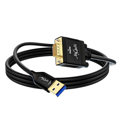 Cable adaptador USB 3.0 a VGA de 1,5 m, conector unidireccional tipo A macho a VGA macho, 1080P Full HD para televisores, proyectores, monitores, compatible con Windows 11/10/8.1/8/7, MacOS, requiere