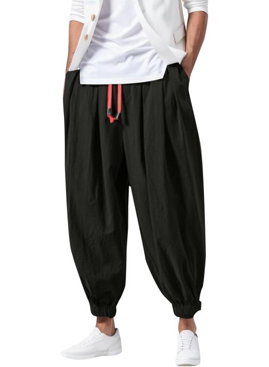 Pantalones de hombre Color Leg Lock Pantalones elásticos Casual Harem Moda Sólido Pantalones de Hombre