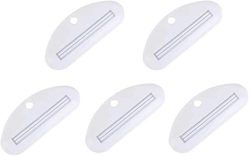5 exprimidores de pasta de dientes de plástico blanco, dispensador de tubo de pasta de dientes, clips de pasta de dientes para ahorrar pasta de dientes, apto para niños, simple y práctico, ayudas y