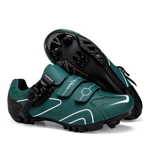 Mateju Zapatillas Ciclismo MTB Hombre Mujer, 36-47 EU Zapatillas Bicicleta de Montaña Hombre con Calas Respirables Antideslizantes para Deportes al Aire Libre (568 Verde Oscuro,47)