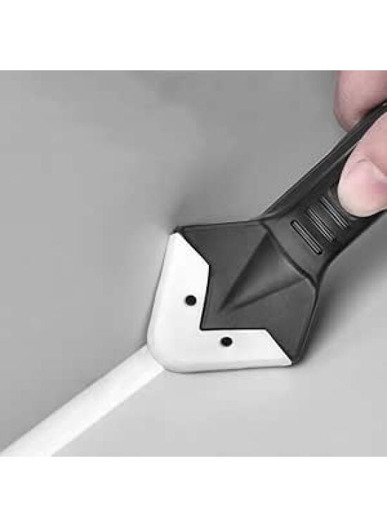 1 juego de herramienta de calafateo de silicona con cabeza de acero inoxidable 3 en 1, raspador sellador, alisador y limpiador para tina, ventana, azulejos, lechada de ducha, color negro