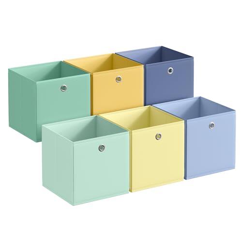 SONGMICS Caja de Almacenaje, Juego de 6, Plegables, 30 x 30 x 30 cm