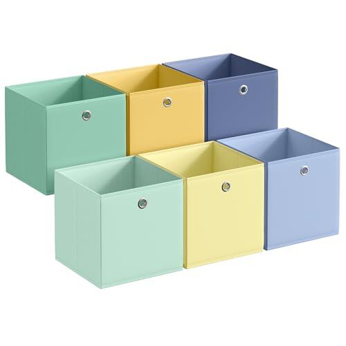 SONGMICS Caja de Almacenaje, Juego de 6, Plegables, 33 x 33 x 33 cm