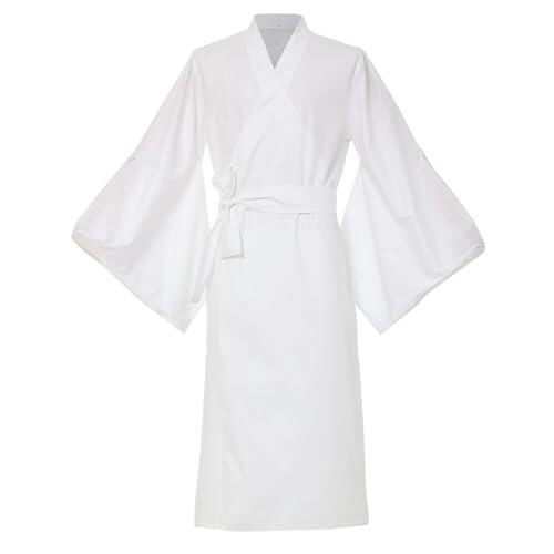 Albornoz japonés tradicional Yukata para hombre, bata de baño de algodón, bata de baño para el hogar, pijama, bata de dormir, blanco, XXL
