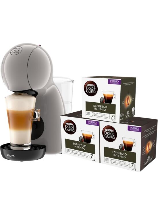 KRUPS Piccolo XS Taupe, Cafetera de cápsulas multibebida, ultracompacta, espresso de alta presión, compatible con cápsulas NESCAFÉ® Dolce Gusto®, Incluye 3 packs de café, KP1A3ACAS