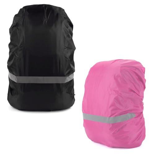 2 Piezas Fundas Impermeables para Mochila, Funda Impermeable para Mochila con Rayas Reflectantes, Impermeable, para Senderismo, Camping, Viajes, Ciclismo